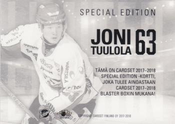 2017-18 Cardset Finland - Limited Edition (Series Two) #NNO Joni Tuulola Back