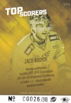 2017-18 Cardset Finland - Top Scorers Blue #TS4 Zach Budish Back