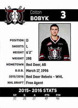 2016-17 Red Deer Rebels (WHL) #NNO Colton Bobyk Back
