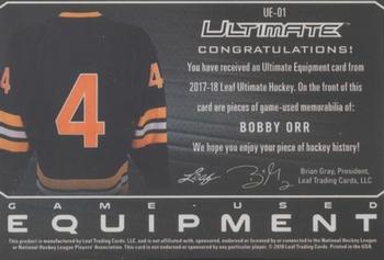 2017-18 Leaf Ultimate - Ultimate Equipment Relics - Silver Spectrum #UE-01 Bobby Orr Back
