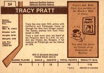 1973-74 O-Pee-Chee - Light Backs #54 Tracy Pratt Back