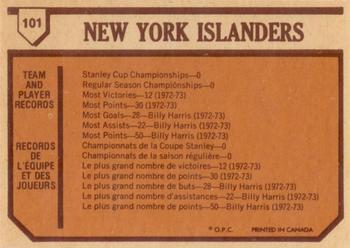 1973-74 O-Pee-Chee - Light Backs #101 Islanders Team Back