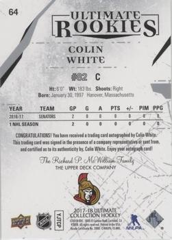 2017-18 Upper Deck Ultimate Collection #64 Colin White Back