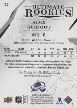 2017-18 Upper Deck Ultimate Collection #77 Alex Kerfoot Back