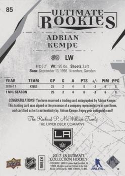 2017-18 Upper Deck Ultimate Collection #85 Adrian Kempe Back