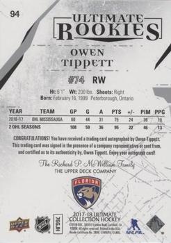 2017-18 Upper Deck Ultimate Collection #94 Owen Tippett Back