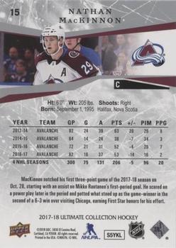 2017-18 Upper Deck Ultimate Collection #15 Nathan MacKinnon Back
