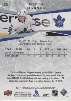 2017-18 Upper Deck Ultimate Collection #39 Mitch Marner Back