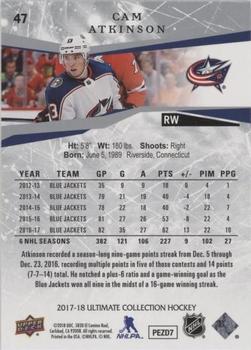 2017-18 Upper Deck Ultimate Collection #47 Cam Atkinson Back