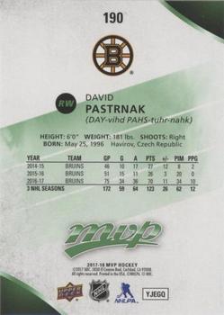 2017-18 Upper Deck MVP - Green Script #190 David Pastrnak Back