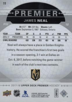 2017-18 Upper Deck Premier #11 James Neal Back