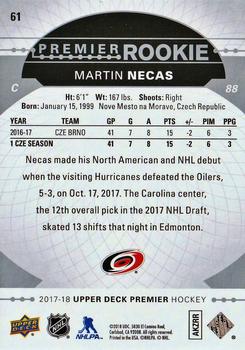 2017-18 Upper Deck Premier #61 Martin Necas Back