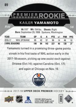 2017-18 Upper Deck Premier #89 Kailer Yamamoto Back