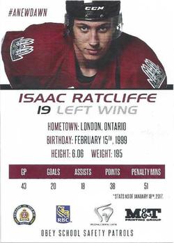 2016-17 Guelph Storm (OHL) Series 2 #NNO Isaac Ratcliffe Back