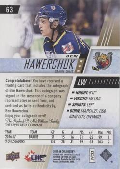2017-18 Upper Deck CHL - Autographs #63 Ben Hawerchuk Back
