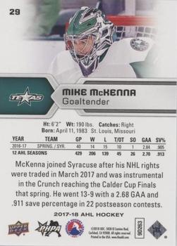 2017-18 Upper Deck AHL - Silver Foil #29 Mike McKenna Back