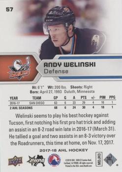 2017-18 Upper Deck AHL - Silver Foil #57 Andy Welinski Back