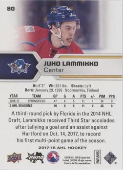 2017-18 Upper Deck AHL - Silver Foil #80 Juho Lammikko Back