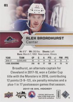 2017-18 Upper Deck AHL - Silver Foil #81 Alex Broadhurst Back