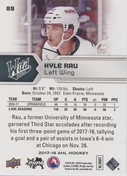 2017-18 Upper Deck AHL - Silver Foil #89 Kyle Rau Back