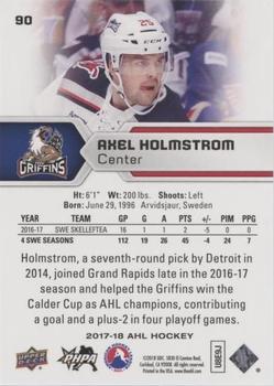 2017-18 Upper Deck AHL - Silver Foil #90 Axel Holmstrom Back