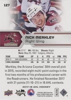 2017-18 Upper Deck AHL - Silver Foil #127 Nick Merkley Back