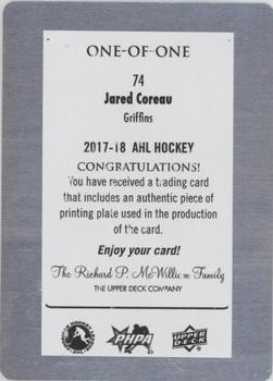 2017-18 Upper Deck AHL - Printing Plates Cyan #74 Jared Coreau Back