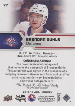 2017-18 Upper Deck AHL - Autographs #27 Brendan Guhle Back