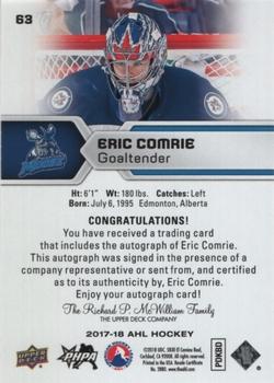 2017-18 Upper Deck AHL - Autographs #63 Eric Comrie Back