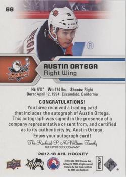 2017-18 Upper Deck AHL - Autographs #66 Austin Ortega Back