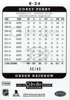 2017-18 O-Pee-Chee Platinum - Retro Green Rainbow #R-24 Corey Perry Back