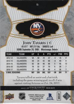 2017-18 Upper Deck Ice - Exquisite Collection - Base #5 John Tavares Back