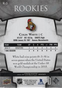 2017-18 Upper Deck Ice - Exquisite Collection - Rookies #R-2 Colin White Back