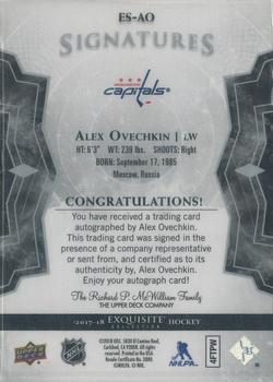 2017-18 Upper Deck Ice - Exquisite Collection - Signatures #ES-AO Alexander Ovechkin Back