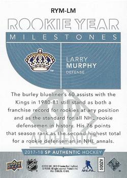 2017-18 SP Authentic - Rookie Year Milestones #RYM-LM Larry Murphy Back