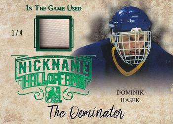 2017-18 Leaf In The Game Used - The Nickname Hall of Fame Green #NHF-11 Dominik Hasek Front