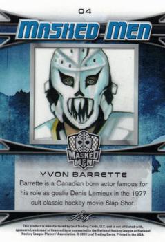 2017-18 Leaf Masked Men - Metal Masked Men #4 Yvon Barrette Back