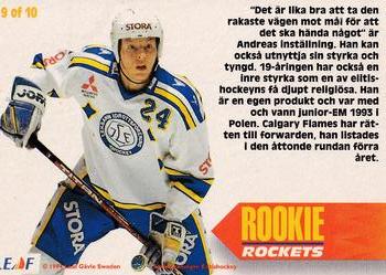 1994-95 Leaf Elit Set (Swedish) - Rookie Rockets #9 Andreas Karlsson Back