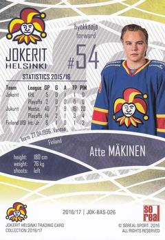 2016-17 Sereal Jokerit Helsinki #JOK-BAS-026 Atte Mäkinen Back