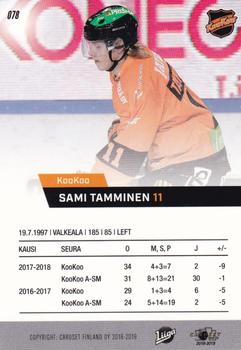 2018-19 Cardset Finland #078 Sami Tamminen Back