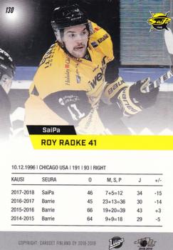 2018-19 Cardset Finland #130 Roy Radke Back