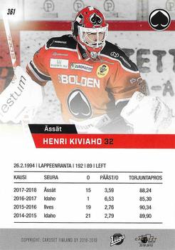 2018-19 Cardset Finland #361 Henri Kiviaho Back