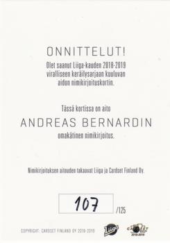 2018-19 Cardset Finland - Signature #NNO Andreas Bernard Back