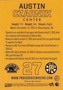 2017-18 Choice Providence Bruins (AHL) #21 Austin Czarnik Back