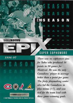 1997-98 Score - Epix Emerald #E10 Saku Koivu Back