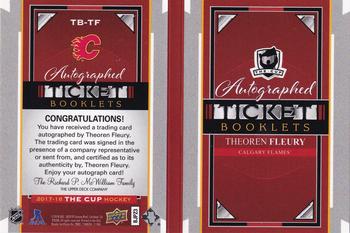 2017-18 Upper Deck The Cup - Autographed Ticket Booklets #TB-TF Theoren Fleury Back