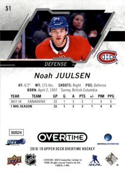 2018-19 Upper Deck Overtime #51 Noah Juulsen Back