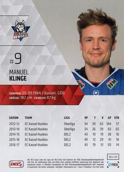 2017-18 Playercards (DEL2) #210 Manuel Klinge Back