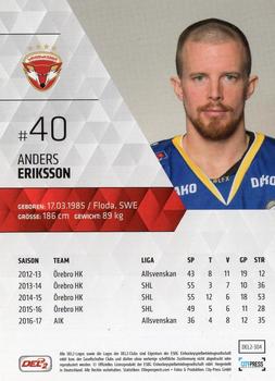 2017-18 Playercards (DEL2) #304 Anders Eriksson Back