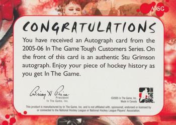 2005-06 In The Game Tough Customers - Autographs #A-SG Stu Grimson Back